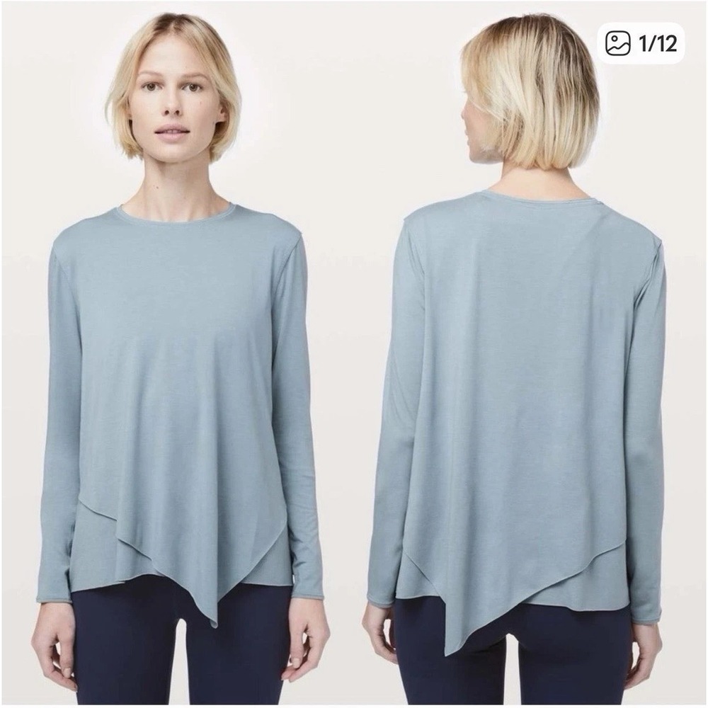 Lululemon Women's Sweetest Day Long Sleeve Tencel Shirt Top in Blue Cast Size 4
